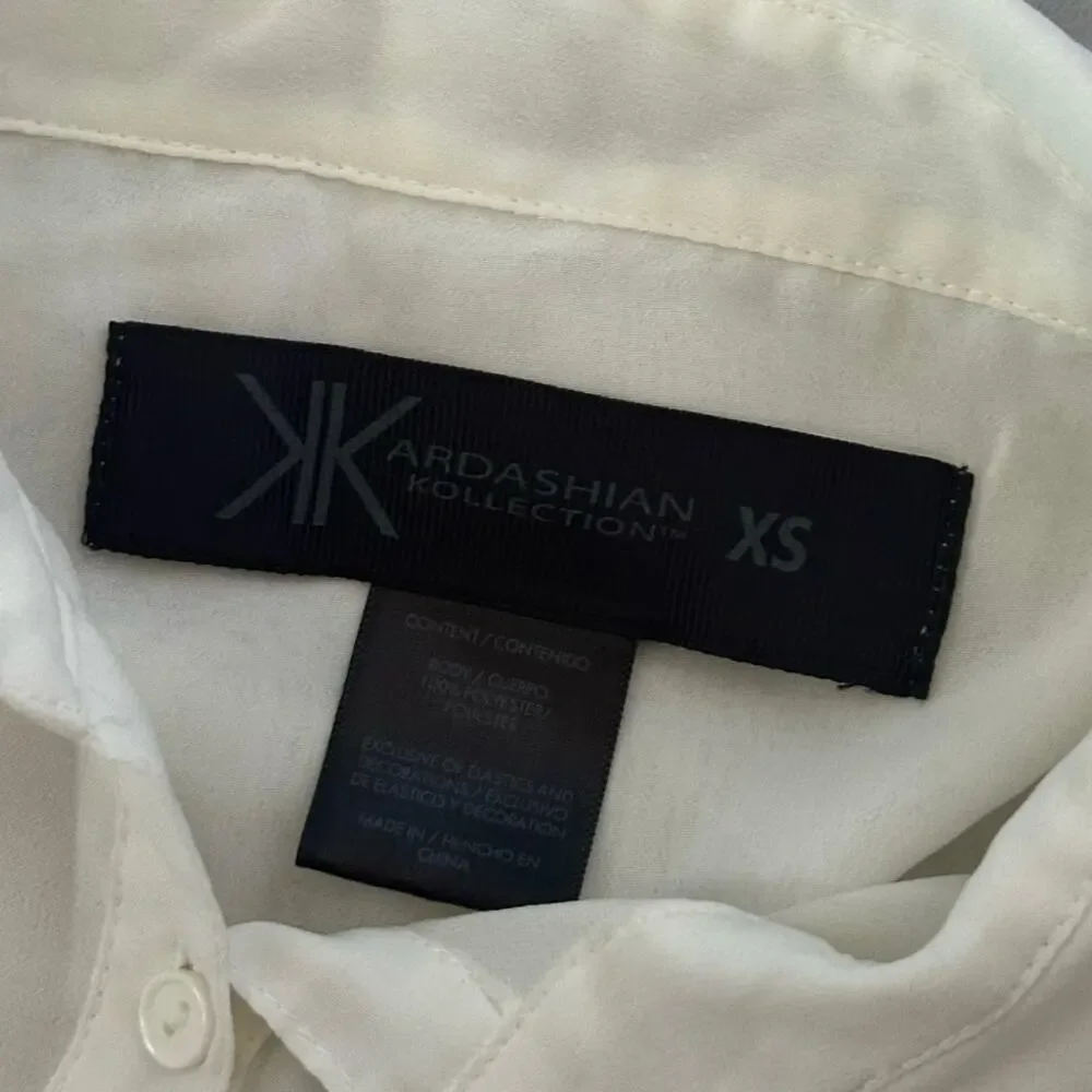 kardashian kollection white mesh button up blouse - Picture 3 of 3